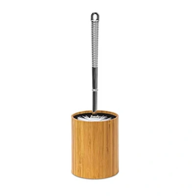 Bild av Relaxdays toalettborste bambu, toaborste med toaborsthållare, wc borste utbytbart borsthuvud 33x10,4x10,4 cm, natur