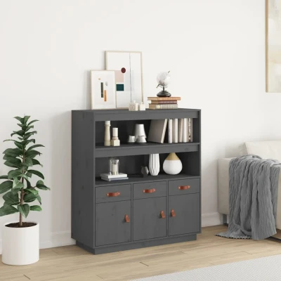 Bild av Högskåp grå 100x40x108,5 cm massiv furu