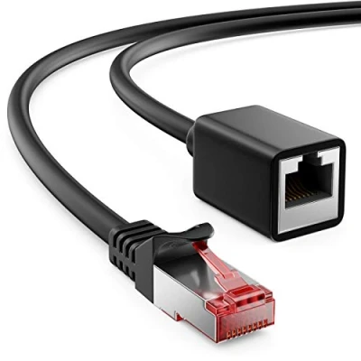 Bild av deleyCON 3,0m Cat6 Patchkabelförlängning för Ethernet LAN Nätverkskabel Internetkabel RJ45 Kontakt till Uttag S/FTP PiMF 250MHz Koppar Svart