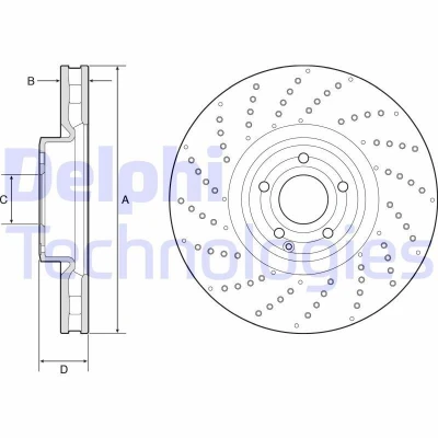 Bild av DELPHI BG9215C Disque de frein 360 36 5 ventilé revêtu à haute teneur en carbone sans roulement roue, bague ABS MERCEDES BENZ: SL Cabriolet