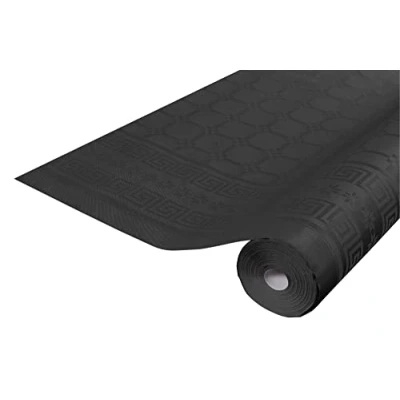 Bild av Pro Nappe Ref R480634I 12 engångsdukar damastpapper i rulle 6 m lång x 1,20 bred svart färg universell chic och klassiskt