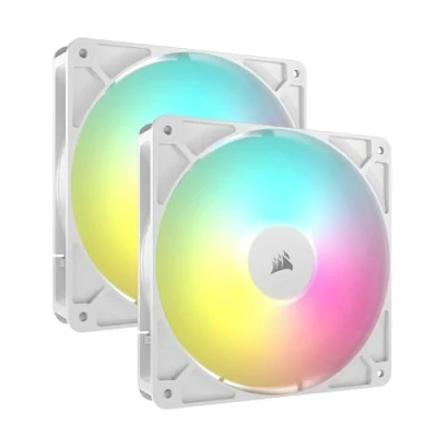 Bild av CORSAIR RS140 ARGB 140 mm PWM Fläktar Daisy Chain Anslutning Lågbrusig Magnetiskt Kupollager Dubbelförpackning Vit