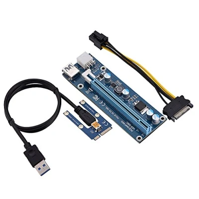 Bild av VBESTLIFE Mini PCI E till Express16x 6 stifts Extender Riser adapter med SATA strömkabel för bärbar dator som extraherar externa grafikkort