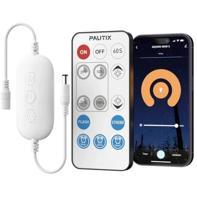Bild av PAUTIX WiFi LED styrenhet för monokrom tejp, fungerar med Alexa och Google, 14 tangenter trådlös fjärrkontroll dimmer DC12 24V 3528/2835/5050/COB ljusremsor