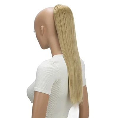 Bild av CAISHA 55cm Hårstycke Fläta Hästsvans Hårförlängning Rak Ljusblond PH507
