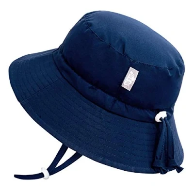 Bild av JAN &amp; JUL Kids Summer Quick Dry Swim Sun Hats 50 UPF, Adjustable Foldable Packable (L: 2 5Y, Navy)