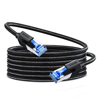 Bild av UGREEN Cat8 RJ45 Ethernet Kabel flätad 40Gbps 2000MHz F/FTP Kompatibel med Xbox One PS5 Switch Sky Box Smart TV Modem Router etc (15M)