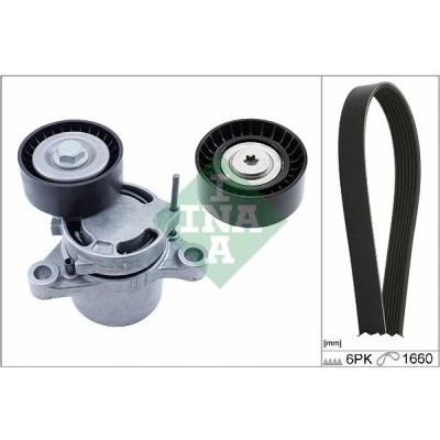 Bild av INA 529 0307 10 Jeu de courroies trapézoïdales à nervures Contrôler et changer roue libre alternateur si nécessaire BMW: 1 5 portes, 3 Berline
