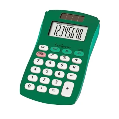 Bild av Lexibook, FRUITIES® Pocket Calculator, 8 siffror, 4 operationer, Grundläggande och avancerade funktioner, Sol batteridriven, Grön, C208B