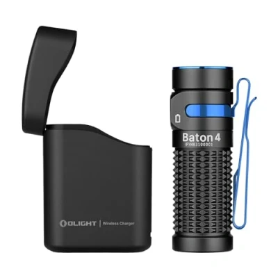 Bild av OLIGHT Baton 4 kit mini LED ficklampa med dimbart laddningsfodral, uppladdningsbar upp till 190 dagars körtid, 1300 lm 170 m ljusvidd superljus liten för vardagen, IPX8 svart