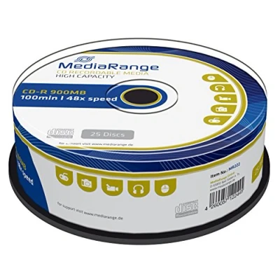 Bild av MediaRange CD R 900MB100 min 48 gånger skrivhastighet, 25 Cakebox