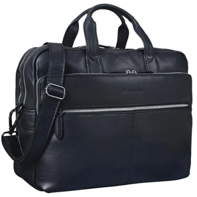 Bild av STILORD &#039;William&#039; affärsväska män läder portfölj college väska axelväska skolväska XL vintage 15,6 tum laptopväska stor arbetsväska kontorsväska, Svart,