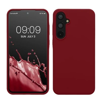 Bild av kwmobile fodral kompatibelt med Samsung Galaxy A55 TPU silikon telefonskydd mjuk finish rabarber röd