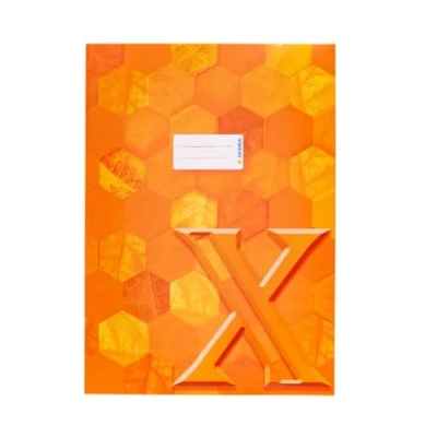 Bild av HERMA 20082 häftkuvert A4 kartong orange, raffinerat häftfodral med märkfält av robust och extra starkt papper, häftskydd hexagonmönster motiv för skolhäftade, färgad