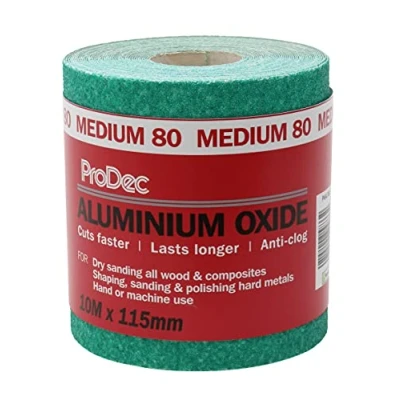 Bild av ProDec PAALX80 80 korn medium kvalitet grön aluminiumoxid slipande sandpapper 10 m x 115 mm rulle