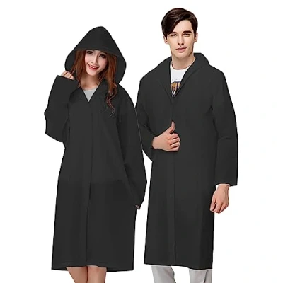 Bild av Vicloon Vattentäta regnrockar, 2 pack återanvändbar vattentät regnponcho med huva och ärmar, unisex EVA poncho för resor, vandring utomhus