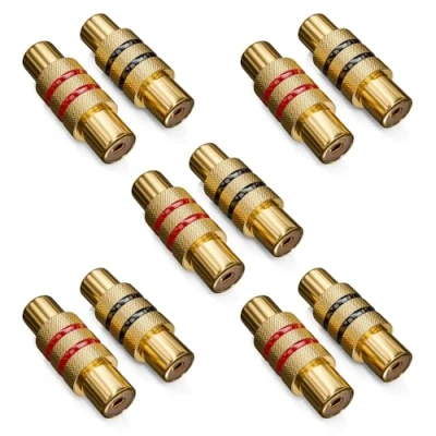 Bild av deleyCON 10 Stycken Cinch Koppling som SET 5x Svart Röd Audio Video Adapter Uttag till 2x RCA Kopplingar