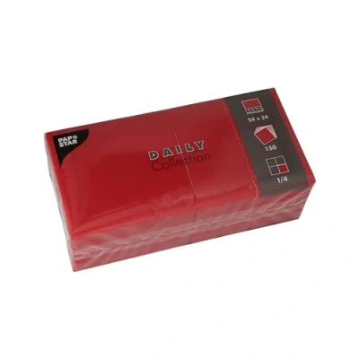 Bild av 150 servetter &quot;DAILY Collection&quot; 1/4 vikta 24 cm x bordeaux