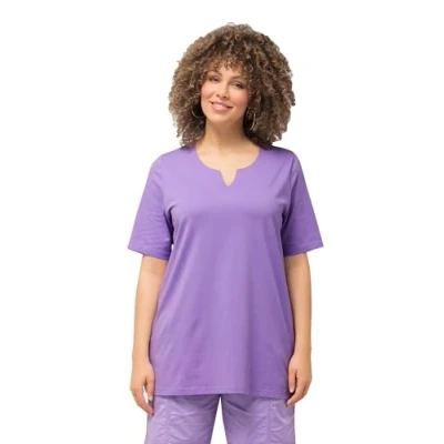 Bild av Ulla popken dam, A linje, tunika, halvärm T shirt, Blå syren, 42 44 plus size