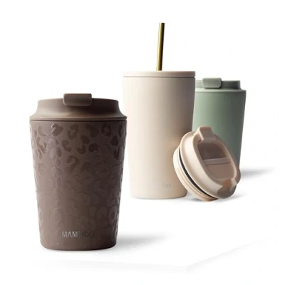 Bild av MAMEIDO termomugg 350ml, läckagesäker kaffemugg to go tillverkad av rostfritt stål, dubbelväggig isolerad, läckagesäker, coffee mugg, håller värmen (Wild Allure, 0,35l)
