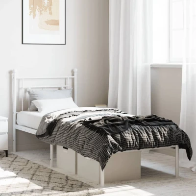 Bild av vidaXL Sängram med huvudgavel metall vit 80x200 cm, säng, metallsäng, sängram, sängar, metallsängar, sängramar, gästsäng, gästsängar