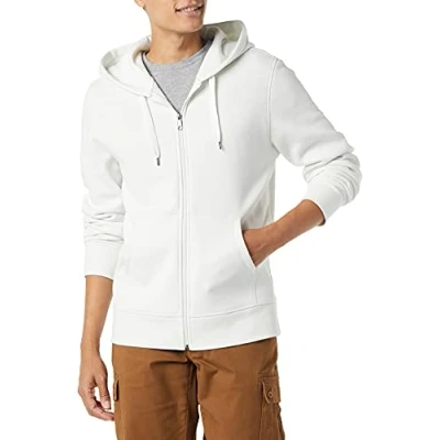 Bild av Amazon Essentials Men&#039;s Fleecetröja med hel dragkedja (finns i Big &amp; Tall), Vit, XS