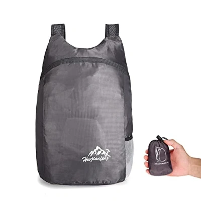 Bild av Bloook Ultralätta vikbara ryggsäckar, liten vandringsryggsäck, hållbar packbar ryggsäck, unisex, vattentäta, för utomhussport, resor, promenader, vandring, camping, cykling, Grått
