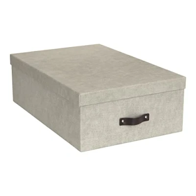 Bild av BIGSO BOX OF SWEDEN INGE Set med 3 förvaringslådor för sovrum, barn, arbete eller badrum förvaringslåda lock i linneutseende beige