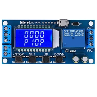 Bild av Fafeicy Tidsfördröjningsrelämodul, 5V 12V 24V 0,01s 9999min, fördröjning av cykeltimer, med LCD skärm
