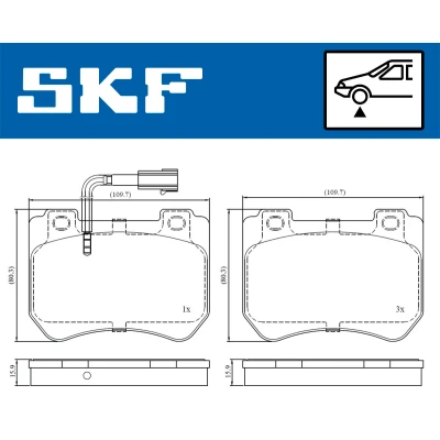 Bild av SKF VKBP 80610 E Jeu de plaquettes frein contact signal d&#039;usure inclus