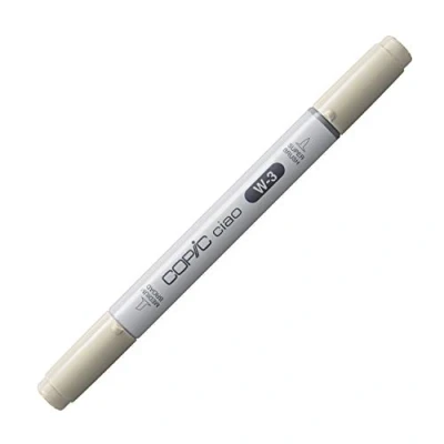 Bild av COPIC Ciao märkpenna typ W 3, varm grå nr. mångsidig layoutmarkör, med en medelbred och penselspets