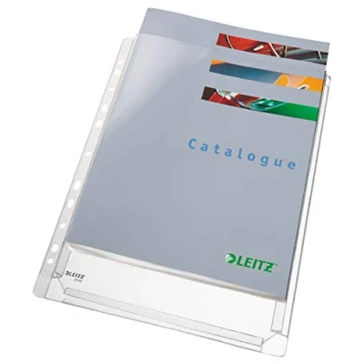 Bild av Leitz Standard Maxi broschyrskalsset, 5 stycken, A4 format, expanderbar, kapacitet för 200 ark, 0,17 mm PVC mjukfilm, övre öppning, 47563003