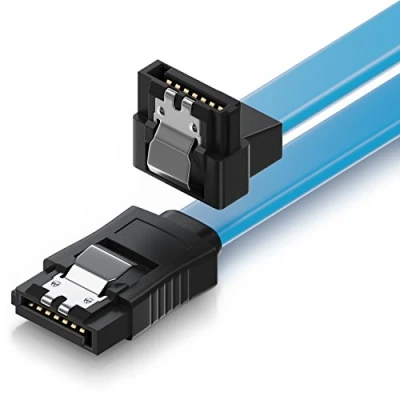 Bild av deleyCON 50cm SATA III Kabel S ATA 3 Datakabel HDD SSD Anslutningskabel Metallklämma 6 GBit/s 1x Rak 90 L Typ Pluggar Blå
