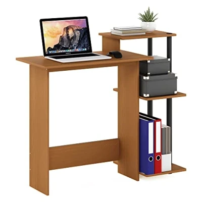 Bild av Furinno Efficient Home Laptop Notebook Datorskrivbord, studieskrivbord, lätta körsbär/svart, 100,6 (B) x 85,3 (H) 39,6 (D) cm