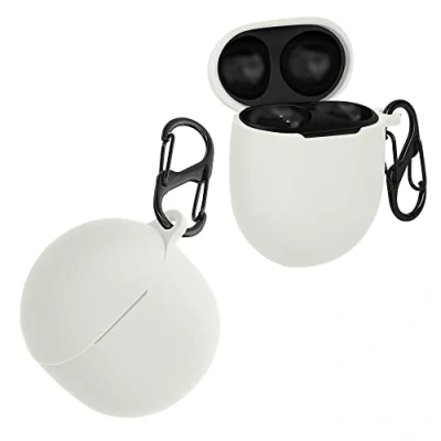 Bild av kwmobile fodral kompatibelt med Google Pixel Buds Pro silikonskyddshållare för öronsnäckor vit