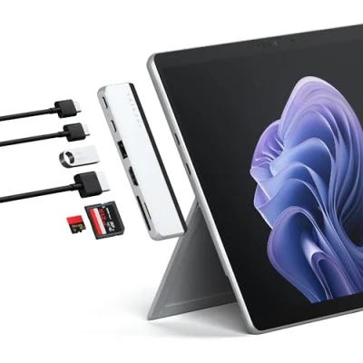 Bild av SATECHI Dual USB C hubb för Surface Pro 9, Microsoft 9 dockningsstation med 3.2 A, 4k/60Hz HDMI, USB4 genomströmning, C, UHS I SD/TF kort