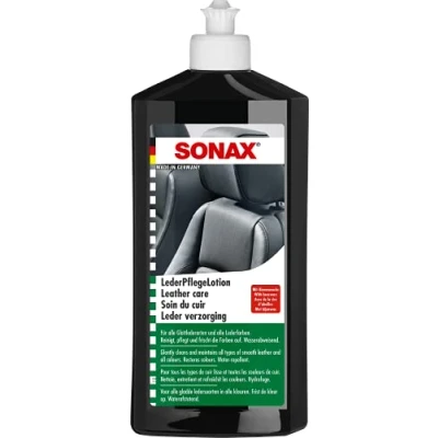 Bild av SONAX Lädervård (500 ml) Rengör försiktigt och upprätthåller alla typer av slätt läder. Vattenavvisande. Återställer färger. Artikelnr 02912000 810