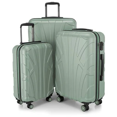 Bild av Suitline hård sida bagage vagn hårt skal resväska expanderbar, TSA, (S, M &amp; L), svart, Mint, SET OF 3, Bagageset