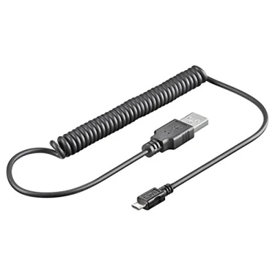Bild av Goobay 62334 Micro USB laddnings och synkroniseringskabel, spiralkabel, för Android enheter, svart