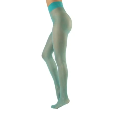 Bild av CALZITALY Genomskinliga finstrumpbyxor, osynliga tights med komfortlinning, S, M, L, XL, 20 DEN Tillverkad i Italien, Acqua Green, XL