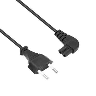 Bild av ACT C7 kabel 1 m, euro strömkabel typ C eurokontakt vinkad till uttag, liten PS4/PS5, TV, skrivare AK5420