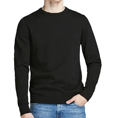 Bild av Jack &amp; Jones stickad tröja för män med rund hals enfärgad hals, Skogsnatt, M