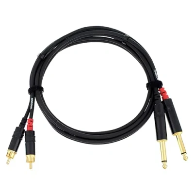 Bild av Cordial CFU 1.5 PC, 2 x RCA, Hankoppling, 6,35mm, 1,5 m, Svart