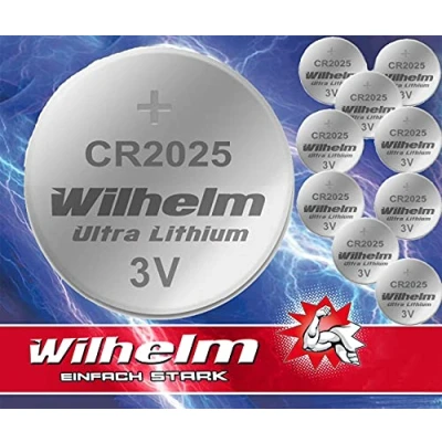 Bild av 10 x knappcell CR2025 Wilhelm batteri litium 3 V CR 2025 industrivara ..
