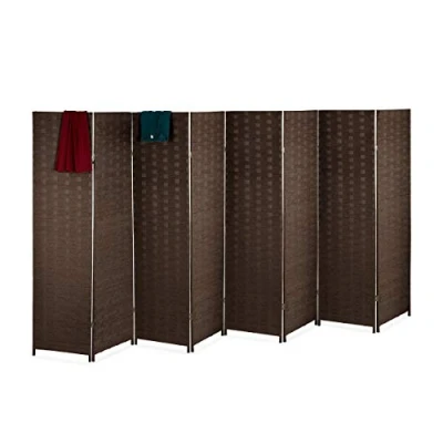 Bild av Relaxdays Paravent rumsavdelare, H x B: 170 320 cm, vikbar 8 delat insynsskydd, trä och pappersrep, brun