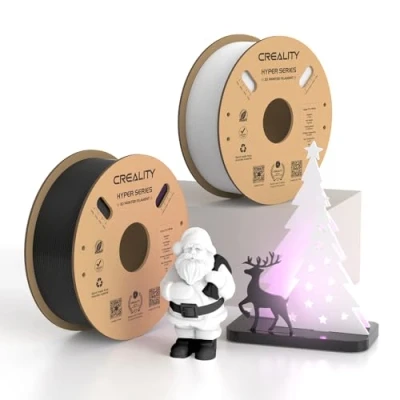 Bild av Creality Hyper PLA filament, 3D skrivare High Speed 1,75 mm utskriftsfilament för höghastighetstryck, mått +/ 0,02 mm, 2 kg (1kg/spole x 2) vit svart
