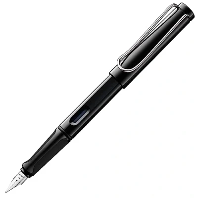 Bild av Lamy safari svart reservoarpenna med ergonomiskt handtag och polerad stålfjäder i linjebredd M robust ASA plast inkl. bläckpatron T 10 blå högerhänt