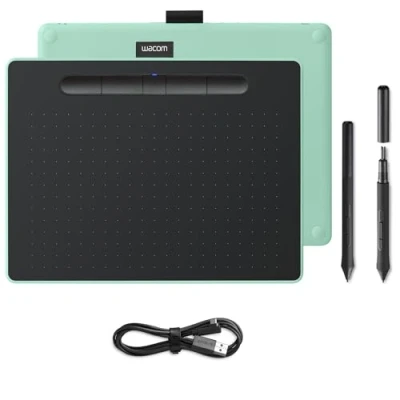 Bild av Wacom Intuos Medium Pistachio, ritplatta med Bluetooth trådlös grafisk platta för att måla, skissa och retuschera foton tre kreativa programvaror nedladdning, kompatibla Windows Mac
