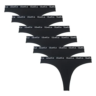 Bild av L&amp;K II Libella Tanga Strings i förföriska ljusa färger underkläder damstringtrosa bomull med djup linning 6 pack 3207 svart L