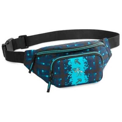Bild av Minecraft Fanny Pack med justerbar rem för pojkar, resväska, creeper påse (blå/svart)